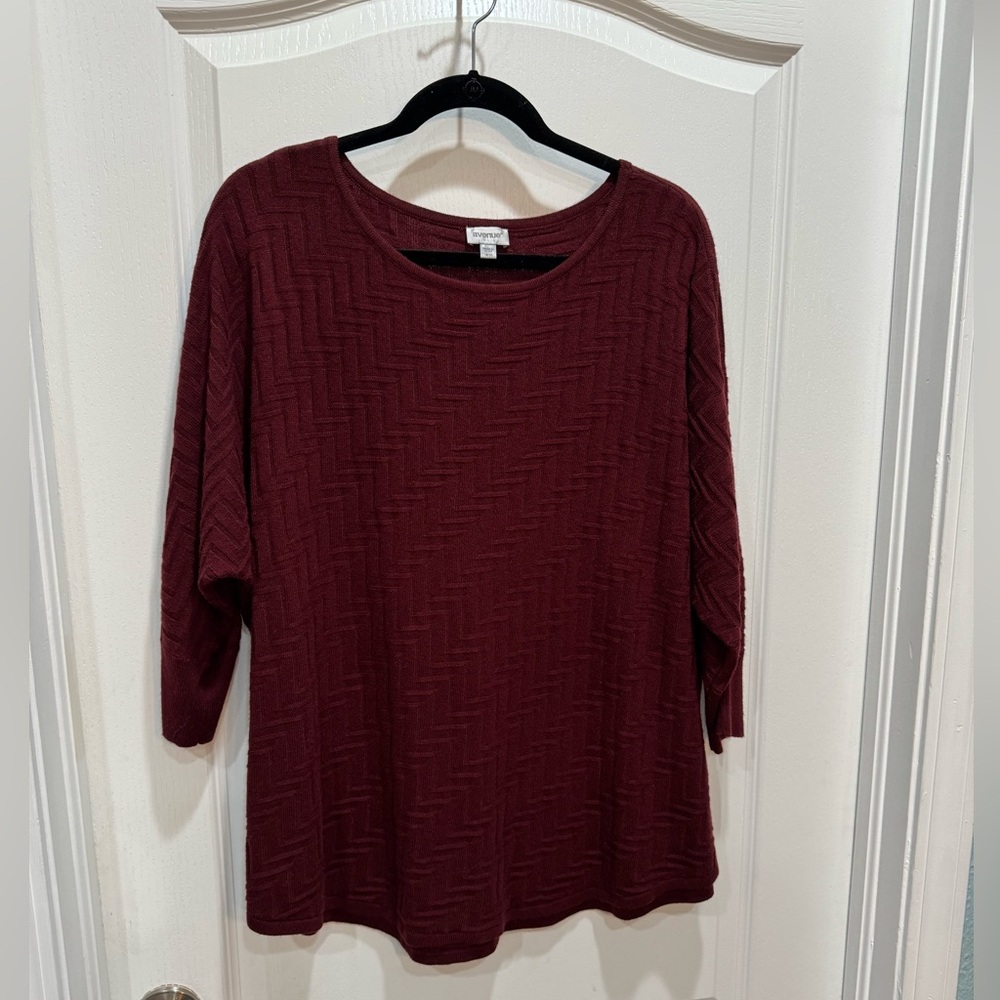 Avenue Boat Neck, Dolmen 3/4 Sleeve Burgundy Shirt Tail Sweater 18/20